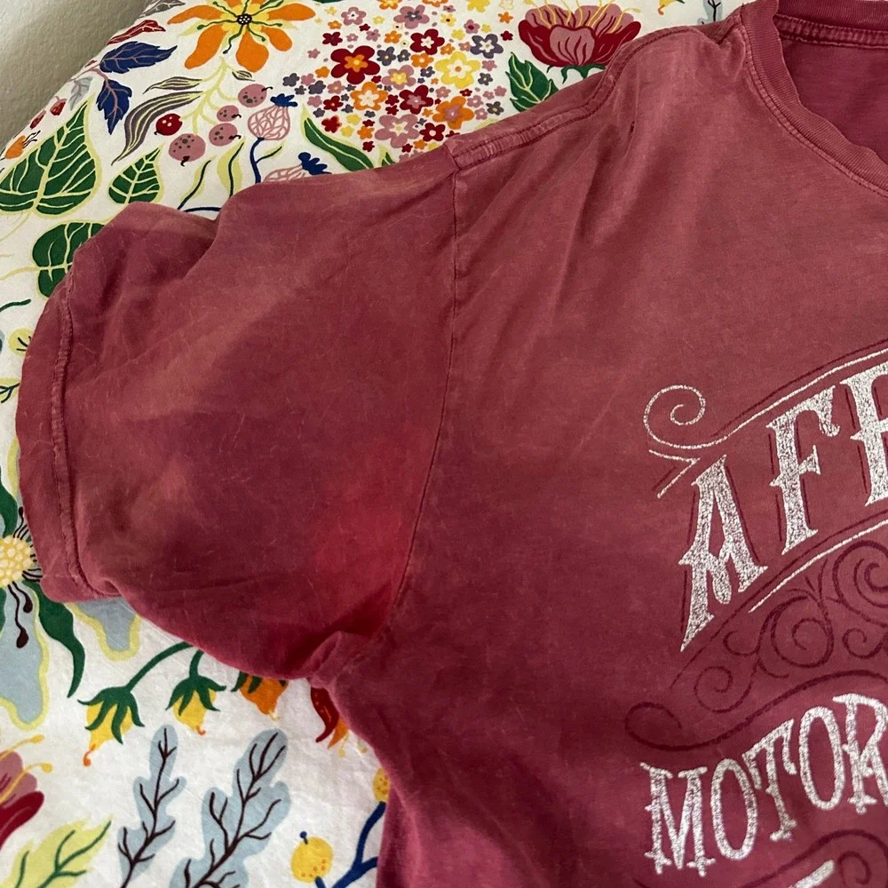 Affliction T-Shirt Mens 2XL Red American Customs Skull Biker‎ Graphic Distressed